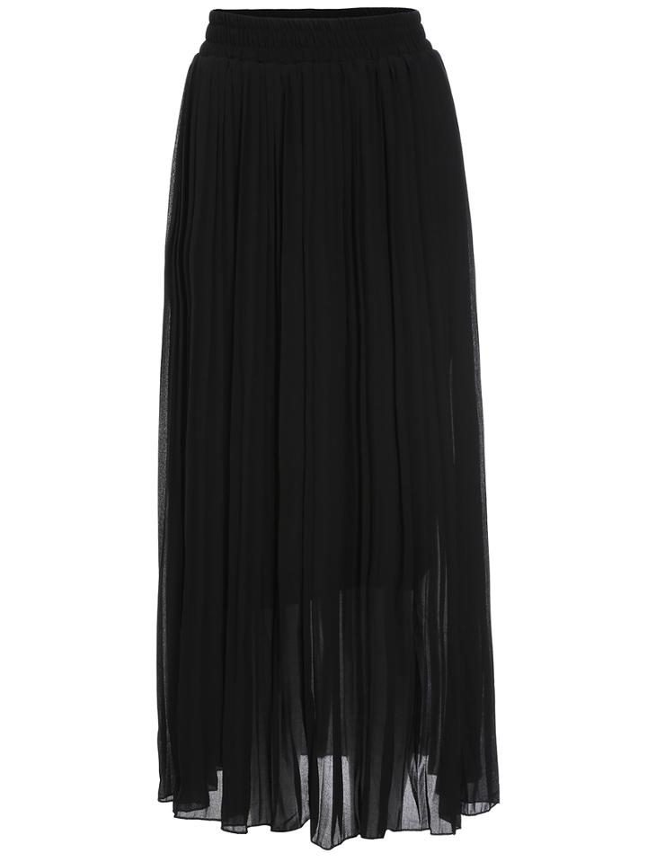 Romwe Elastic Waist Chiffon Pleated Skirt