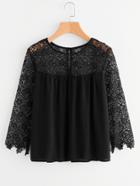 Romwe Hollow Out Crochet Paneled Blouse