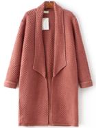 Romwe Red Shawl Collar Roll Cuff Long Sweater Coat