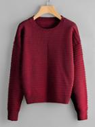 Romwe Drop Shoulder Rib Knit Sweater