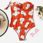 Romwe Random Floral Underwire Bandeau One Piece Swimsuit
