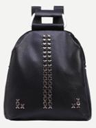 Romwe Black Studded Metal Handle Backpack
