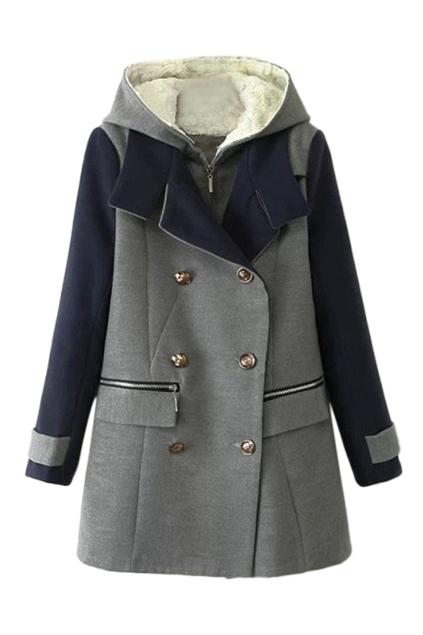 Romwe Faux Fur Double-breasted Two-piece Coat