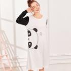Romwe Panda Print Color-block Sleeve Night Dress
