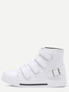 Romwe White Buckle Strap Velcro High Top Sneakers