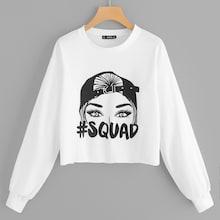 Romwe Plus Drop Shoulder Letter And Figure Pullover