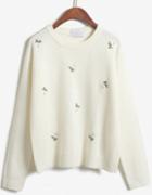 Romwe Embroidered Knit Loose White Sweater
