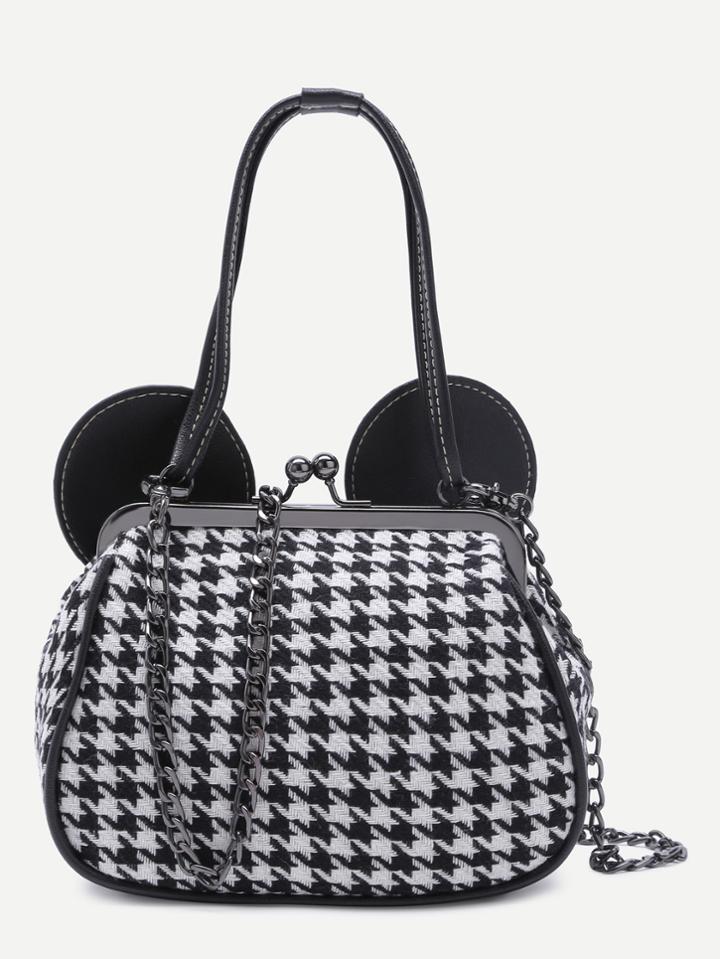 Romwe Plover Case Cloth Chain Bag With Ear