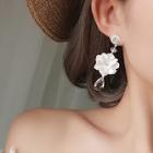 Romwe Flower Shaped Rhinestone Drop Earrings
