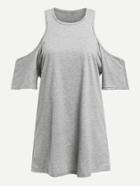 Romwe Cold Shoulder Long Tee