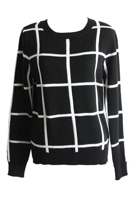 Romwe Retro Check Black Jumper