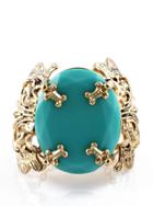 Romwe Turquoise Gemstone Gold Hollow Bracelet