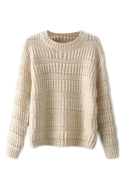 Romwe Stripe Knitted Round Neck Jumper