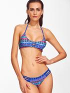 Romwe Blue Printed Criss Cross Strappy Bikini Set