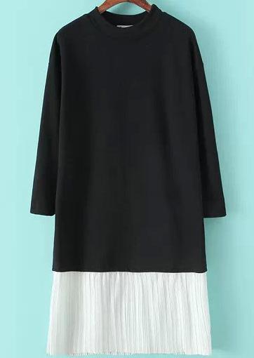 Romwe Colour-block Pleated Loose Dress