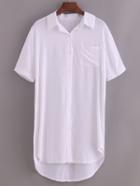 Romwe Pocket Front High-low Shirt Dress