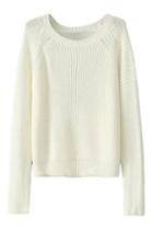 Romwe Round Neck Sheer White Jumper