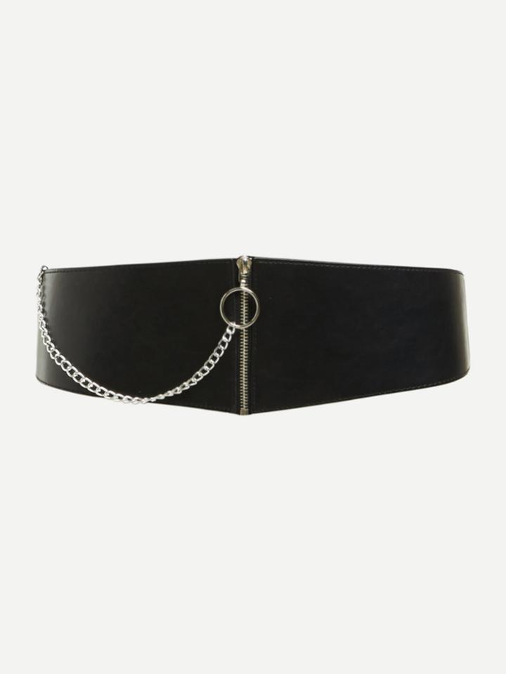 Romwe Chain Linked Zipper Belt