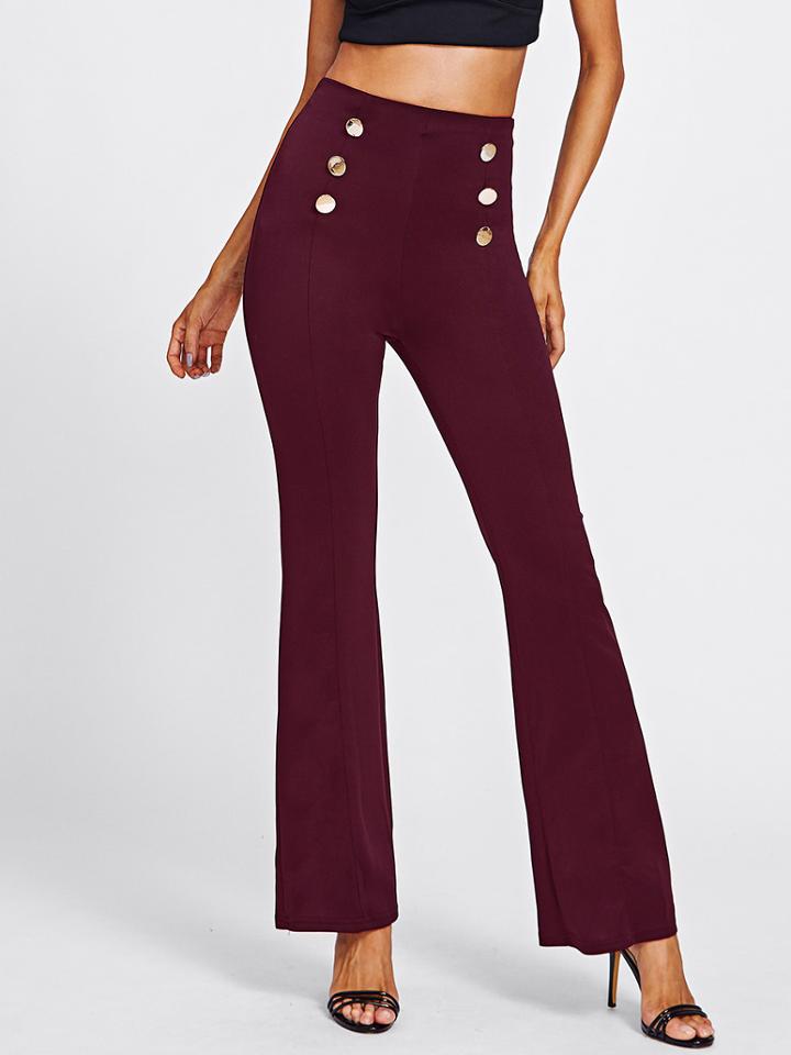 Romwe Double Breasted High Waist Pants