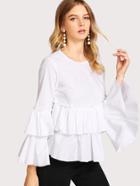 Romwe Trumpet Sleeve Double Layer Smock Top