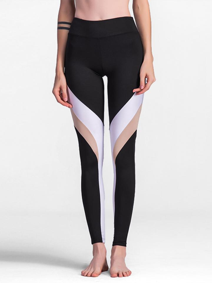 Romwe Cut And Sew Color Block Skinny Leggings