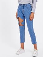Romwe O-ring Cutout Mom Jeans