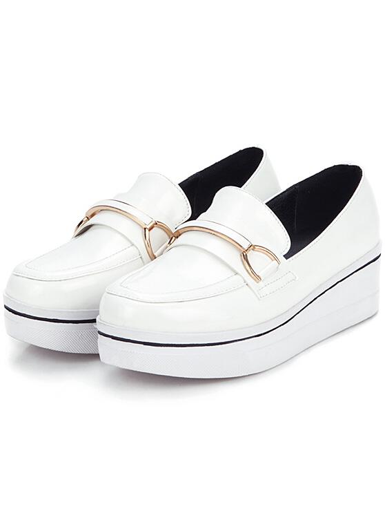 Romwe White Metallic Heavy-bottomed Flats