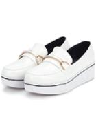 Romwe White Metallic Heavy-bottomed Flats