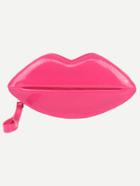 Romwe Hot Pink Zipper Lips Shaped Pu Chain Bag