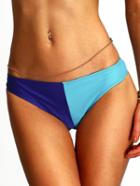 Romwe Blue-skyblue Color Block Low-rise Bikini Bottoms