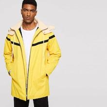 Romwe Guys Contrast Panel Zip Up Coat With Fleece Lined Hood