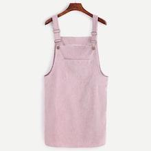 Romwe Front Pocket Corduroy Overall Dress