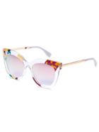 Romwe Clear Print Frame Pink Cat Eye Sunglasses