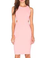 Romwe Pink Cut Out Split Back Pencil Dress
