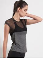 Romwe Contrast Fishnet Mesh Gym T-shirt