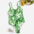 Romwe Random Palm Cut-out Back One Piece Swimwear