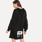 Romwe Lace-up Back Sweatshirt Dress