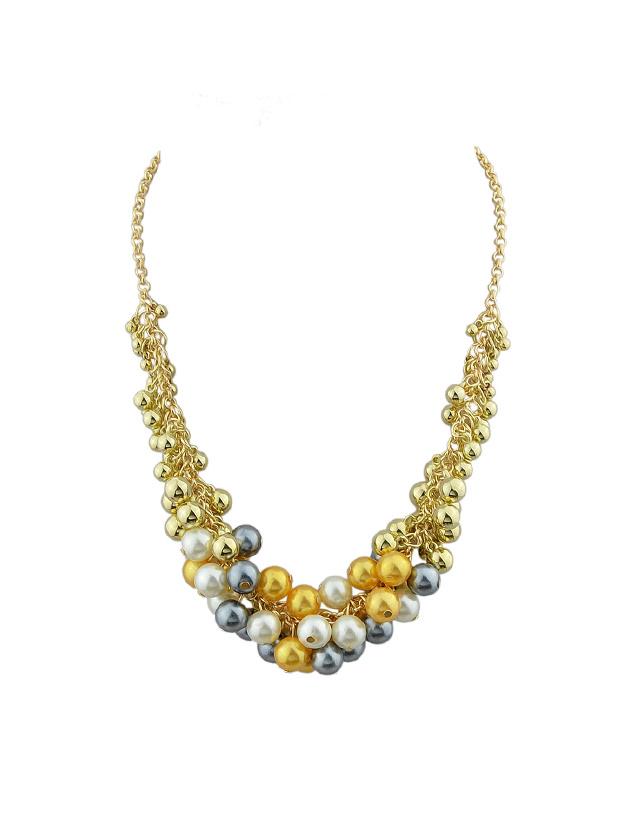 Romwe Colorful Simulated-pearl Necklace