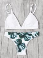 Romwe Jungle Print Double Straps Bikini Set