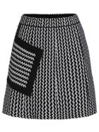 Romwe Chevron Patch Pocket A Line Skirt
