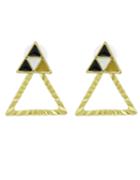 Romwe New Design Black Small Enamel Triangle Earrings