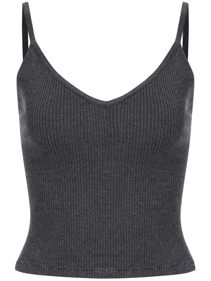 Romwe Spaghetti Strap Knit Slim Cami Top