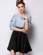 Romwe Round Neck Cut Out Chiffon Blue Top