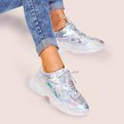 Romwe Iridescent Lace-up Front Chunky Sole Trainers