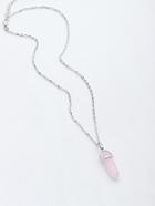 Romwe Crystal Pendant Chain Necklace