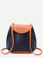 Romwe Black Faux Leather Contrast Flap Bag