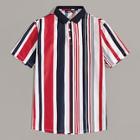 Romwe Guys Colorful Striped Polo Shirt