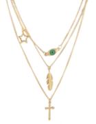 Romwe Three Layers Gold Plated Chain Necklace