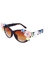 Romwe Romwe Various Roses Embellished Brown Sunglasses