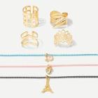 Romwe Chain Bracelet 3pcs & Ring Set 4pcs